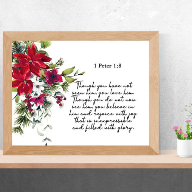Bible verse Peter Poinsettia Christmas Poster (Creator Uploaded)
