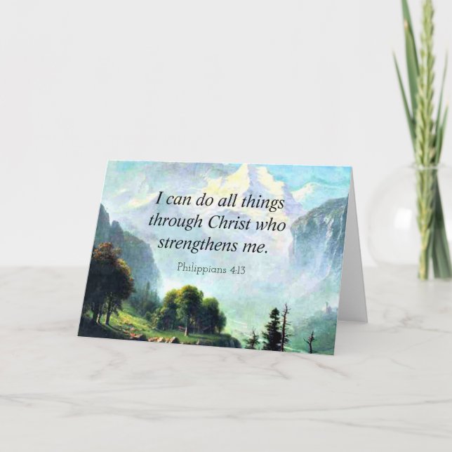 Bible verse, Phil 4:13, I can do all things... Holiday Card (Front)
