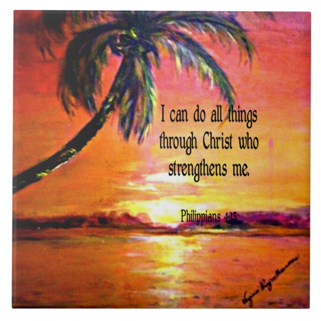 Bible verse, Philippians 4:13 Bathroom Set Tile (Front)