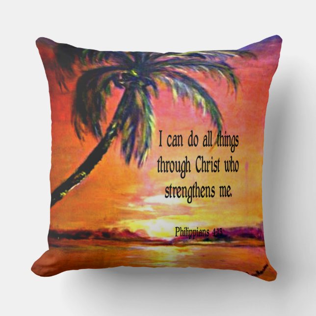 Bible verse, Philippians 4:13 Cushion (Front)