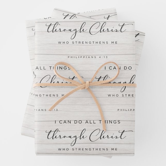 Bible Verse Philippians 4:13 I Can Do All Things Wrapping Paper Sheet (In situ)