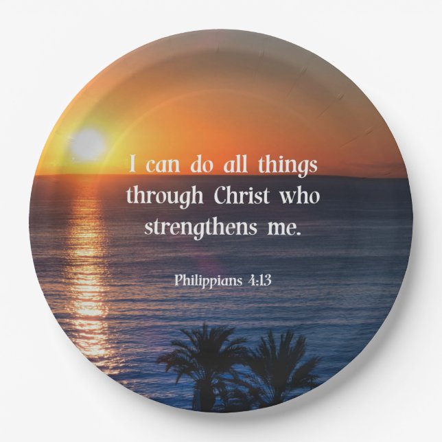Bible verse, Philippians 4:13 Paper Plate (Front)