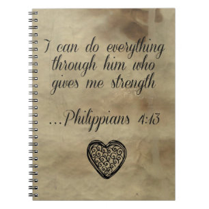 Bible Verse Philippians 4:13 Spiral Notebook