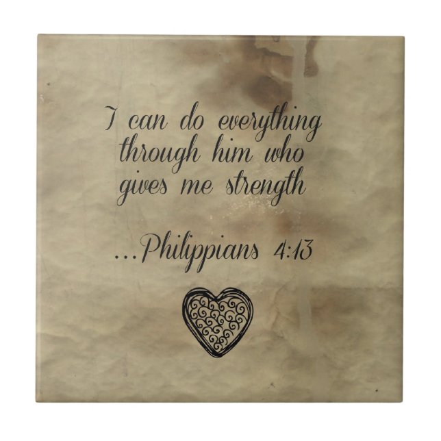 Bible Verse Philippians 4:13 Tile (Front)