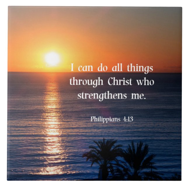 Bible verse, Philippians 4:13 Tile (Front)