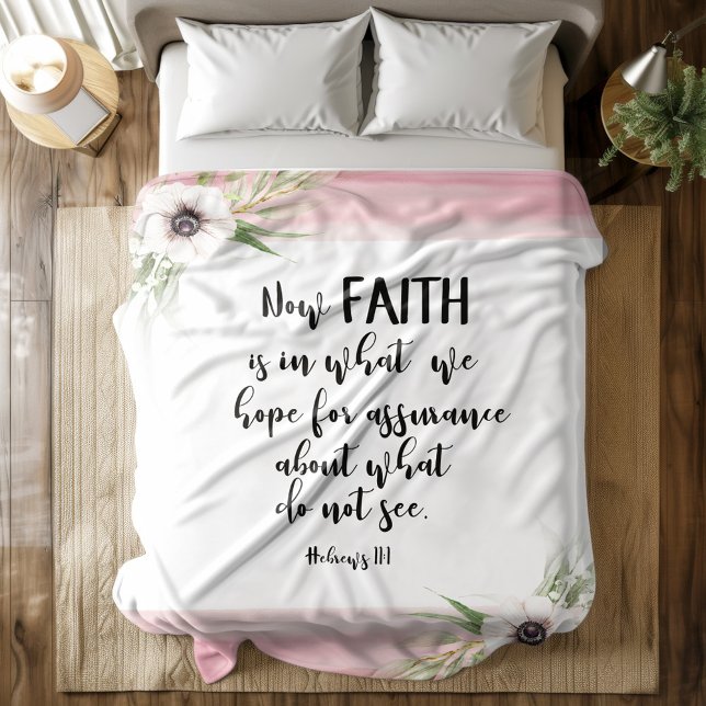 Bible verse Pink floral Fleece Blanket (Creator Uploaded)