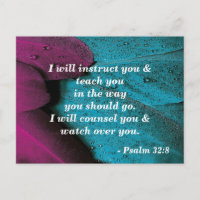 Bible Verse Postcard Psalm 32:8 Teach Me
