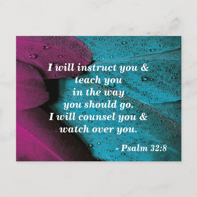 Bible Verse Postcard Psalm 32:8 Teach Me (Front)