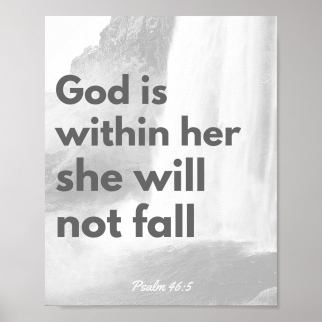 Bible verse poster, christian wall art, Psalm 46:5 Poster (Front)