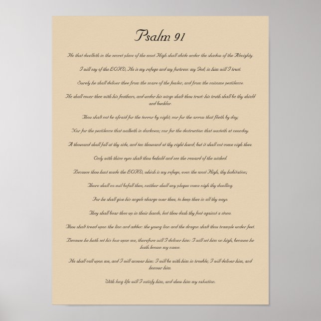 Bible Verse Print, Psalm 91 Poster (Front)