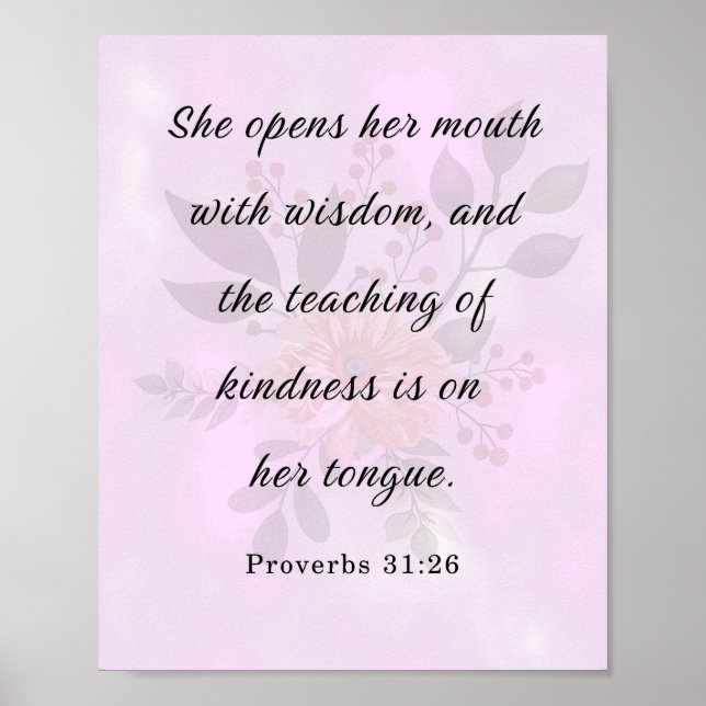 Bible Verse, Proverbs 31:26 Poster (Front)