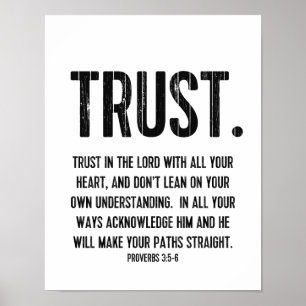 Bible Verse Proverbs 3:5-6 Christian Life Quote Poster