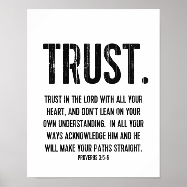 Bible Verse Proverbs 3:5-6 Christian Life Quote Poster (Front)