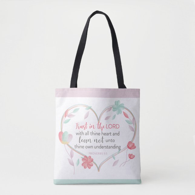 Bible Verse Proverbs 3:5 Heart | Christian  Tote Bag (Front)