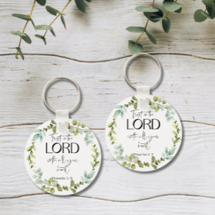 Bible Verse Proverbs Greenery Wreath Keychain