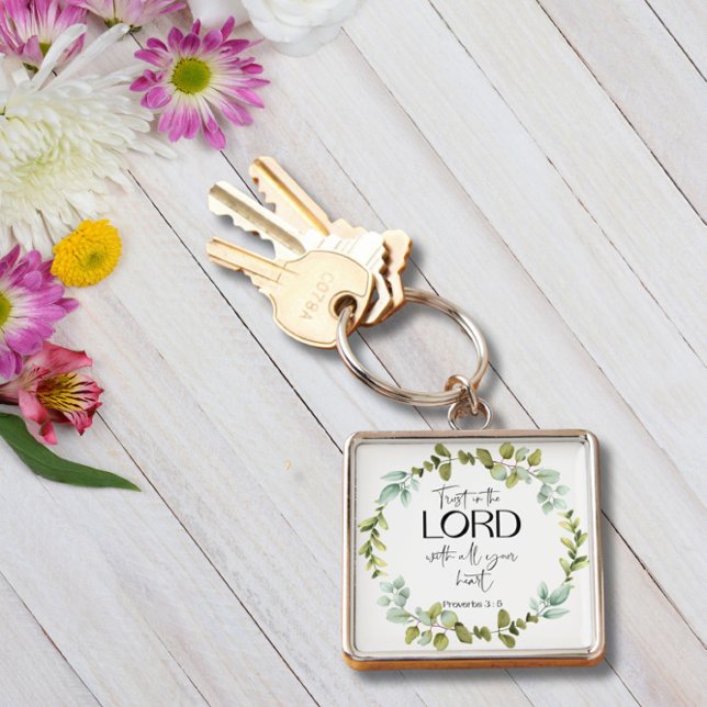 Bible Verse Proverbs Greenery Wreath Keychain (Creator Uploaded)