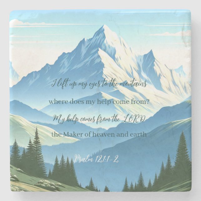 Bible Verse Psalm 121:1-2 Stone Coaster (Front)