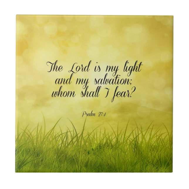 Bible verse, Psalm 27:1 Tile (Front)