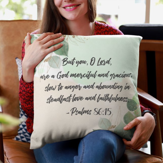 Bible Verse Psalm Green Leaves Throw Pillow (Creator Uploaded)