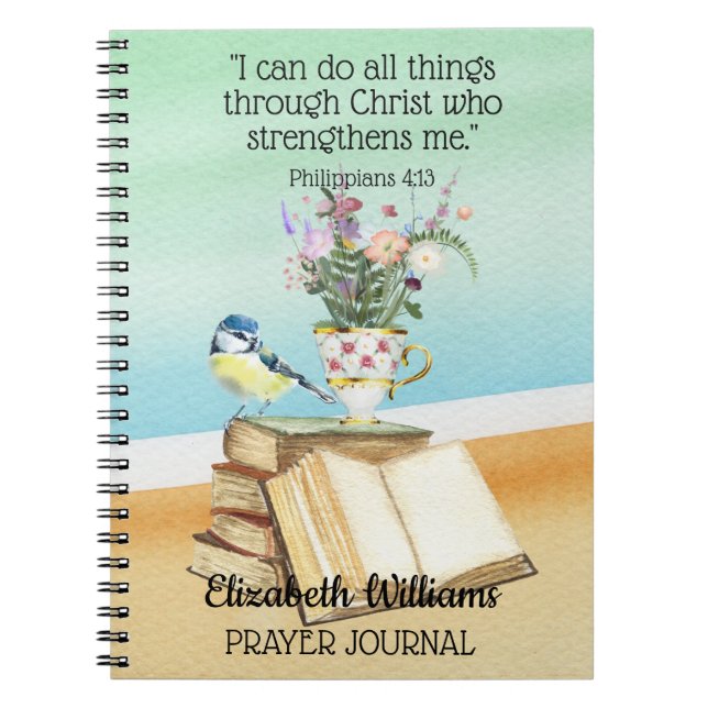 Bible Verse Quote Watercolor Floral Bird Books (Front)