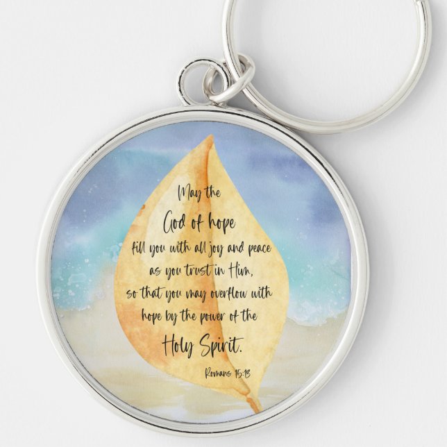 Bible verse Romans Yellow Blue Keychain (Front)