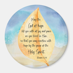Bible verse Romans Yellow Blue Magnet