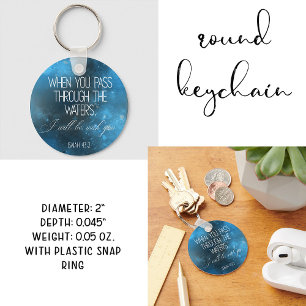 Bible verse Round Blue Keychain