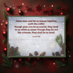 Bible Verse Rustic Woodlands Snowflakes Christmas  Holiday Card