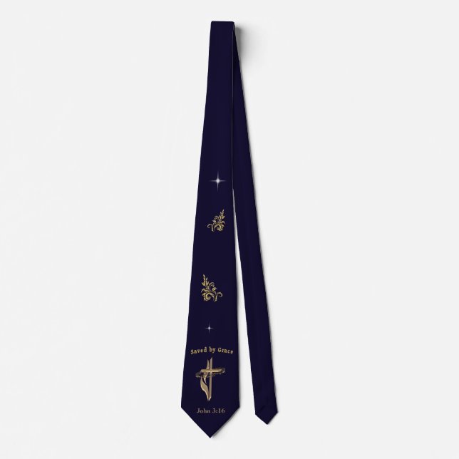 Bible Verse saved by Grace Tie (Front)