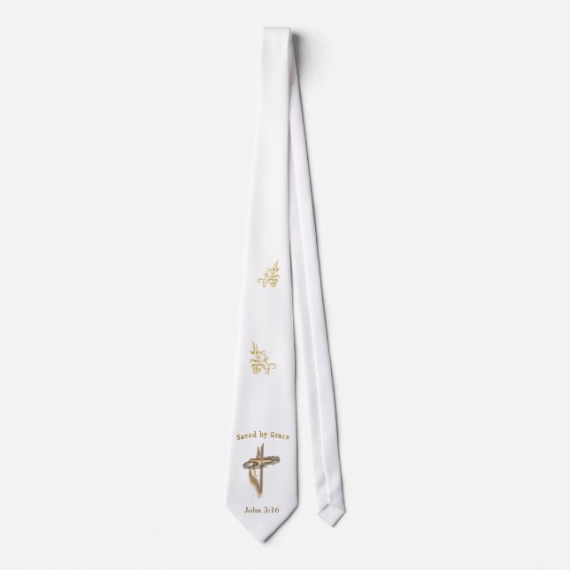 Bible Verse saved by Grace Tie (Front)