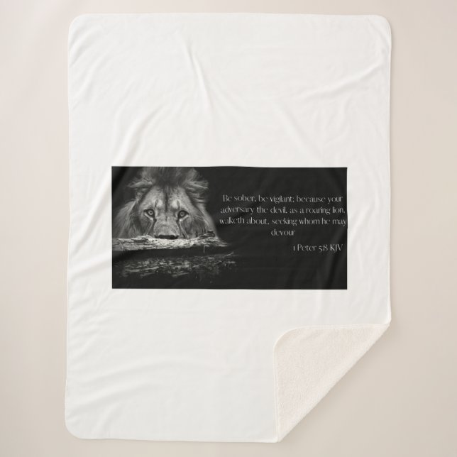 Bible Verse Scripture 1 Peter 5:8 KJV Sherpa Blanket (Front)