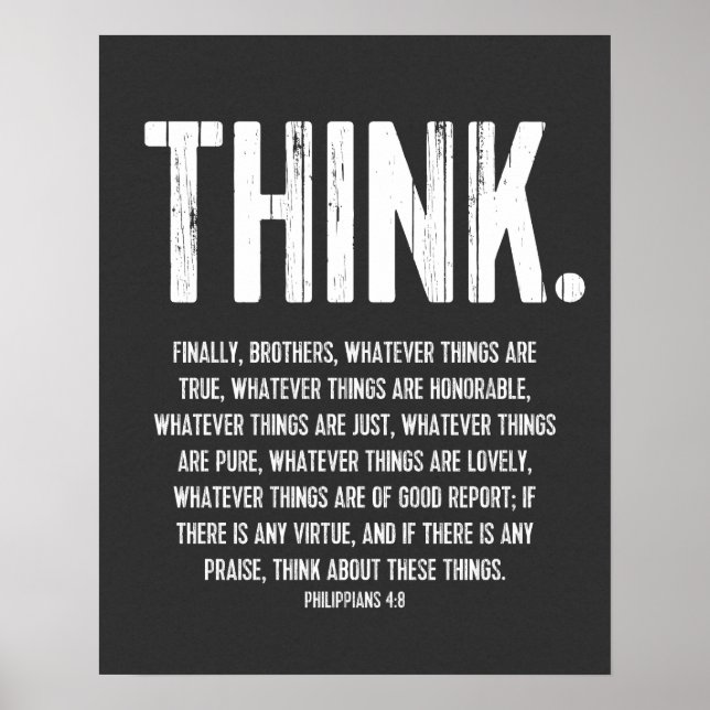 Bible Verse, Scripture Philippians 4:8 Modern Poster (Front)