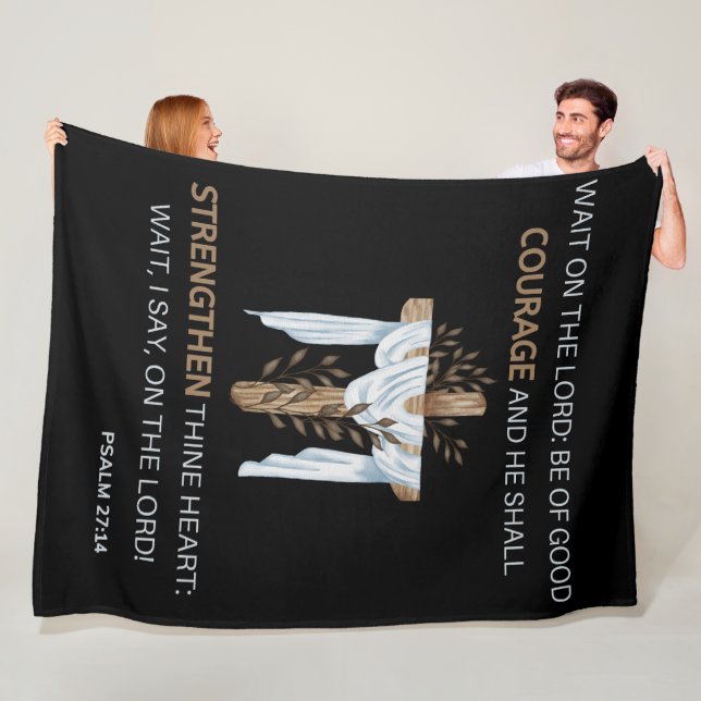 Bible Verse Scripture Psalm 27:14 KJV Fleece Blanket (In Situ)