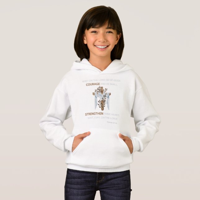 Bible Verse Scripture Psalm 27:14 KJV Girl's (Front Full)