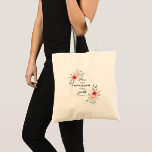 Bible verse, she is far more precious than jewels tote bag