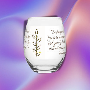 Bible Verse Simple Botanical Brown and White   Stemless Wine Glass