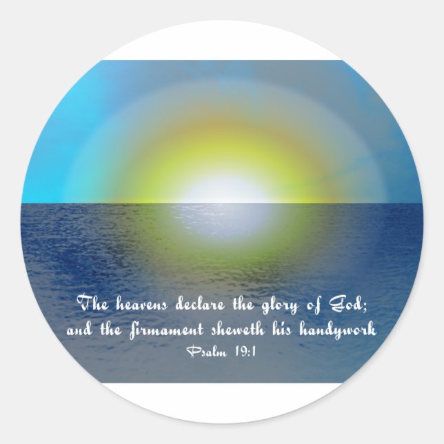 Bible Verse & Sunset Classic Round Sticker (Front)