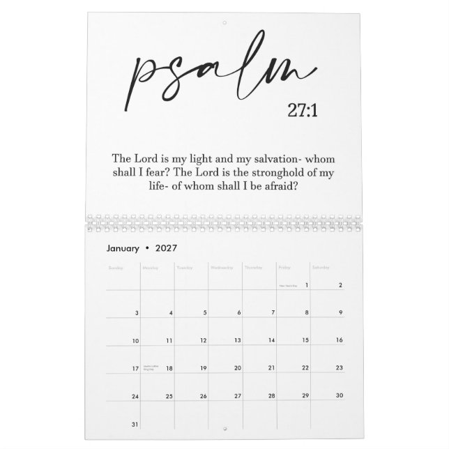 Bible Verse Two Page Medium White Calendar (Jan 2027)