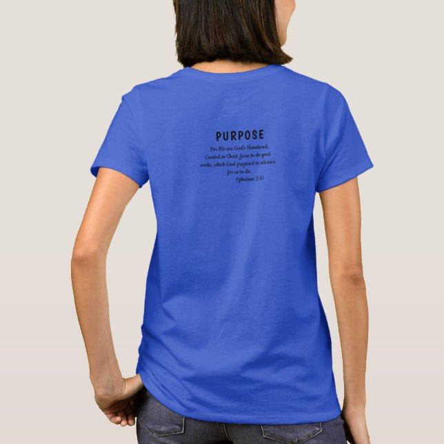 Bible Verse  Typography Blue Personalise T-Shirt (Back)