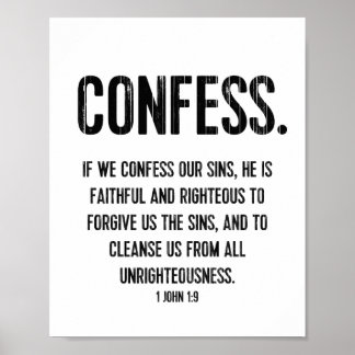 Bible Verse Typography Print Christian 1 John 1:9