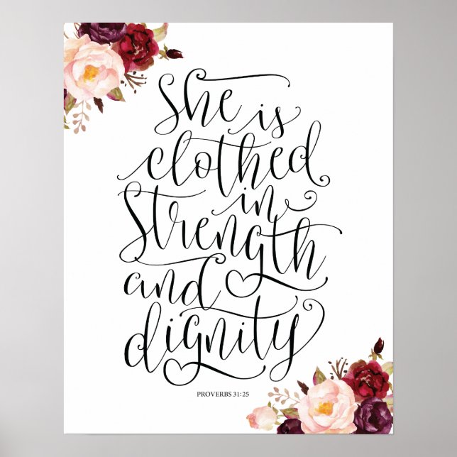 Bible verse wall art proverbs 31:25 calligraphy v2 (Front)