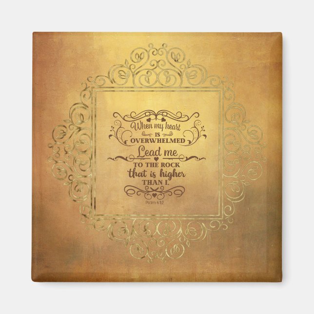 Bible Verse When My Heart is Overwhelmed Psalm 61 Magnet (Front)