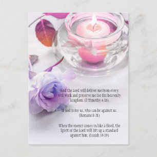 Bible verses, a rose and the candle postcard