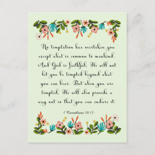 Bible Verses Art - 1 Corinthians 10:13 Postcard