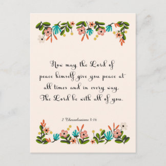Bible Verses Art - 2 Thessalonians 3:16 Postcard
