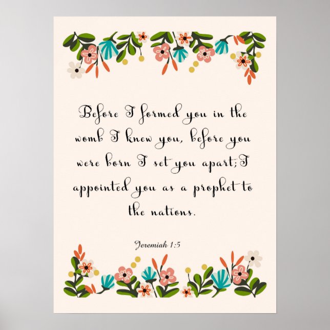 Bible Verses Art - Jeremiah 1:5 Poster (Front)