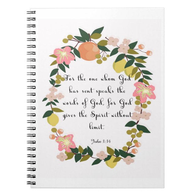 Bible Verses Art - John 3:34 Notebook (Front)