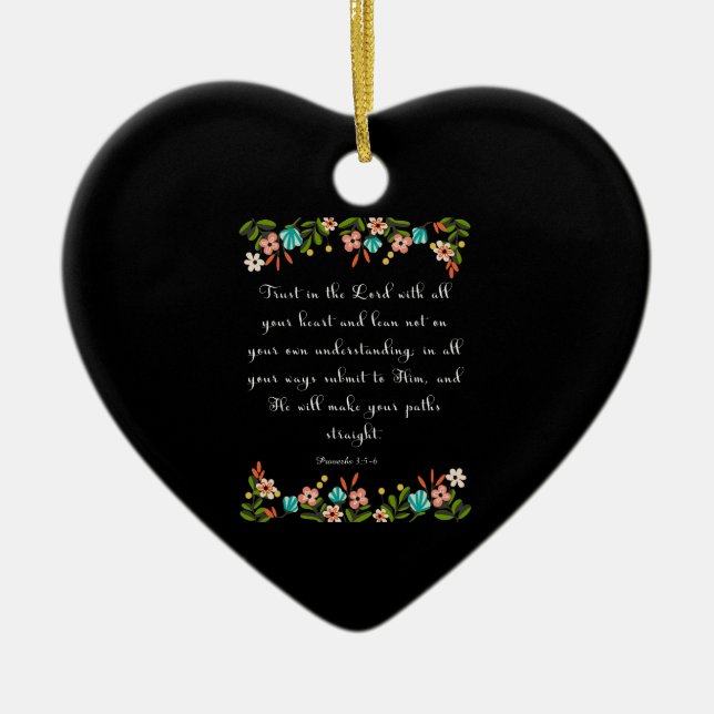Bible Verses Art - Proverbs 3:5-6 Ceramic Tree Decoration (Front)