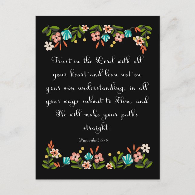 Bible Verses Art - Proverbs 3:5-6 Postcard (Front)
