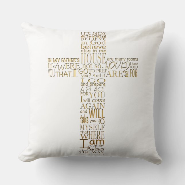 Bible verses from John 14 Gold letters Pillow (Front)